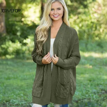 

Winter Open Women Front Casual Cardigan Sweaters knitted Long Sleeve Knitwear Outerwear Sweater Pull Femme Plus