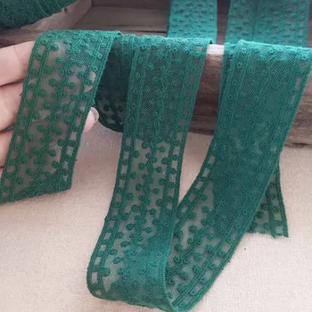

1M Embroidery Green Lace Fabric 4cm Trim Lace Ribbon DIY Sewing Curtain Guipure Craft Supplies ncajes para costura dentelle K40