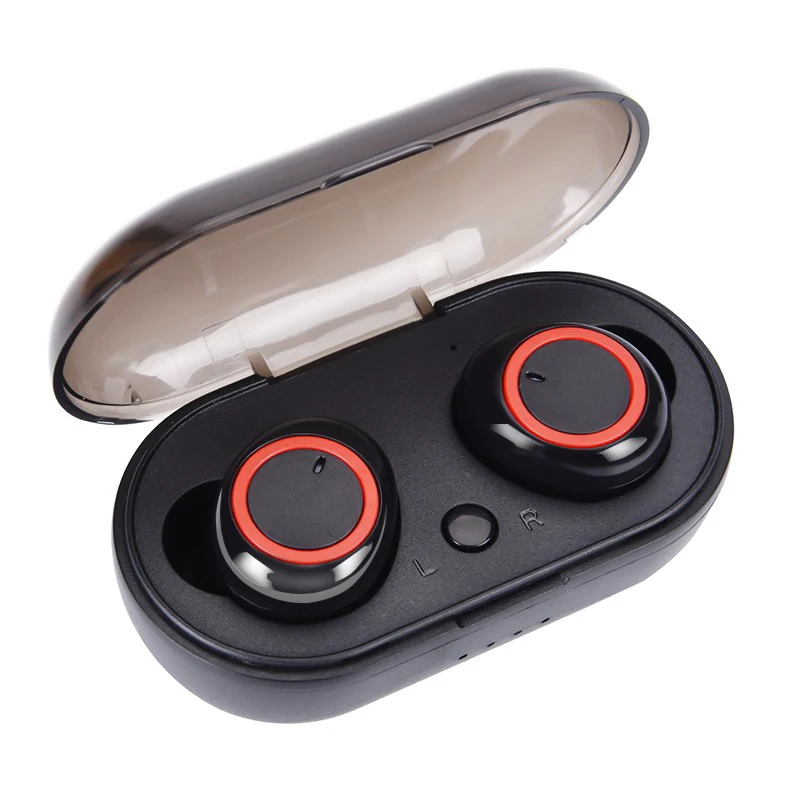 Black Red TWS настоящие беспроводные наушники Bluetooth наушники с сенсорным управлением гарнитура Мини с микрофоном - Цвет: Black Red