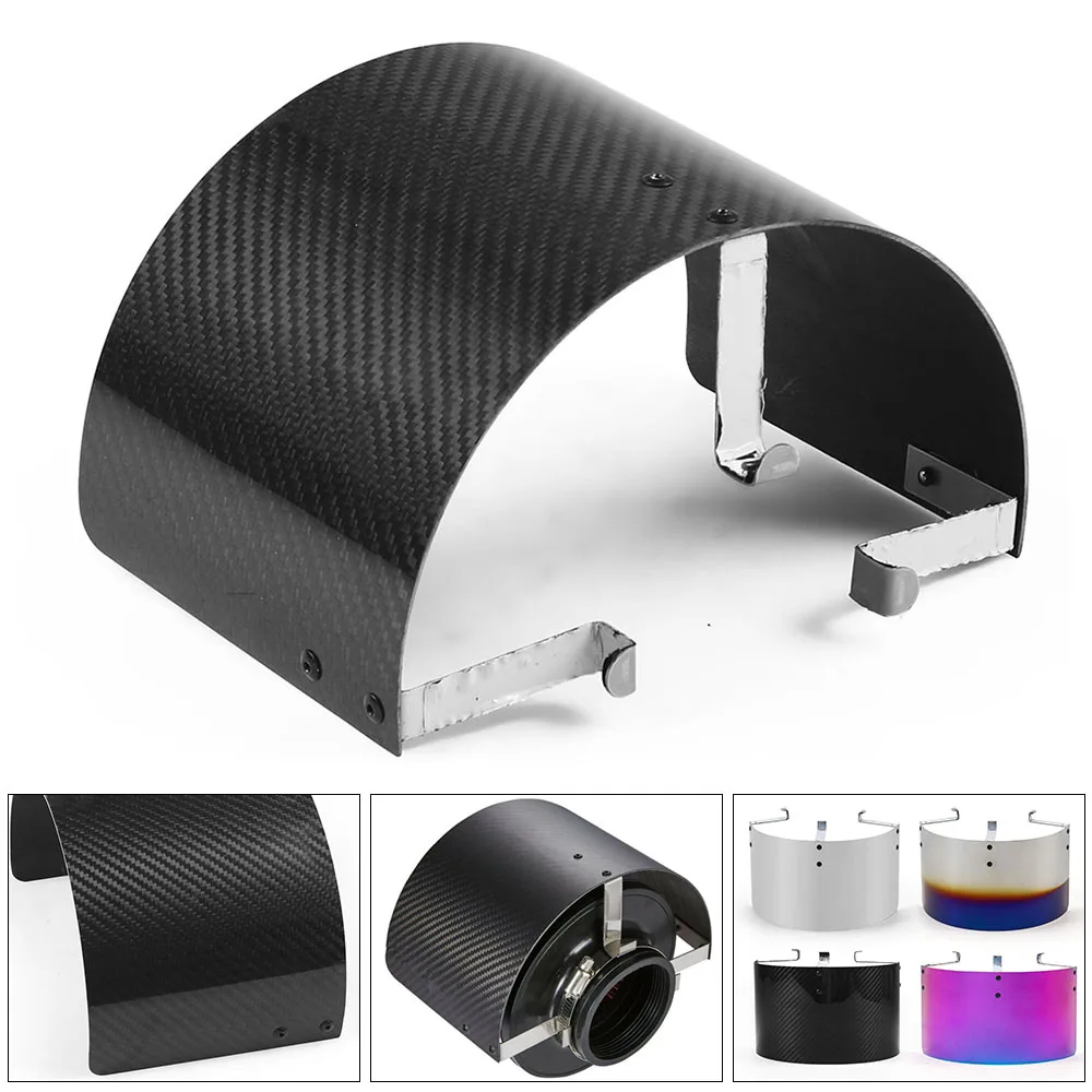 Universal 2.5" TO 3.5" Air Intake Filter Heat Shield Cover Stainless Steel Burnt blue Neo chrome Silver Real carbon filter |