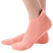 4 пары носков для йоги, женские детские колготки, носки с низким вырезом для пилатеса, Барре, балетные, спортивные, спортивные, чесаные, хлопковые, дышащие