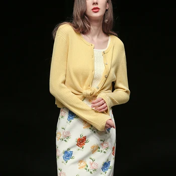 

Seifrmann Wonmen Autumn Women Fashion Designer Tops Long Sleeve Solid Printed Casual Female Loose Knitting Cardigan Sweater 2020