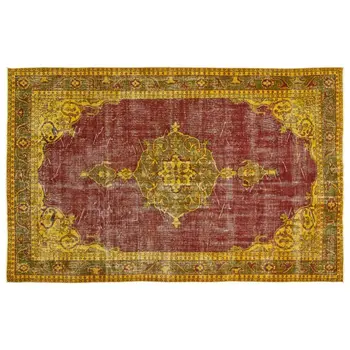 

Handmade Yellow Vintage Overdyed Turkish Area Rug 183x289 Cm-6'0''X9'6''