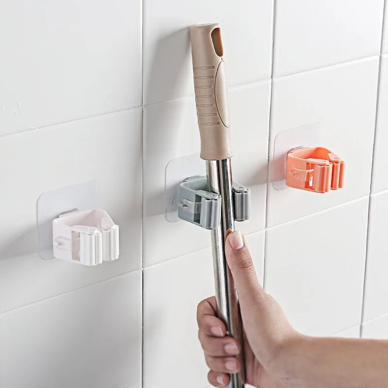 1pc Mop Holder Household Adhesive Storage Broom Hanger Hook Racks Kitchen Bathroom Organizer Wall Mounted | Дом и сад