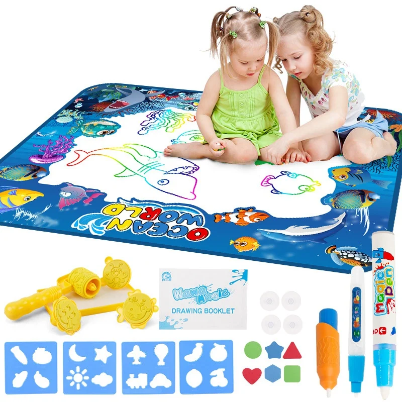 

100X80cm Aqua ic Doodle Mat Water Drawing Canvas Kit Perfect Educational Paint Toys for Kids