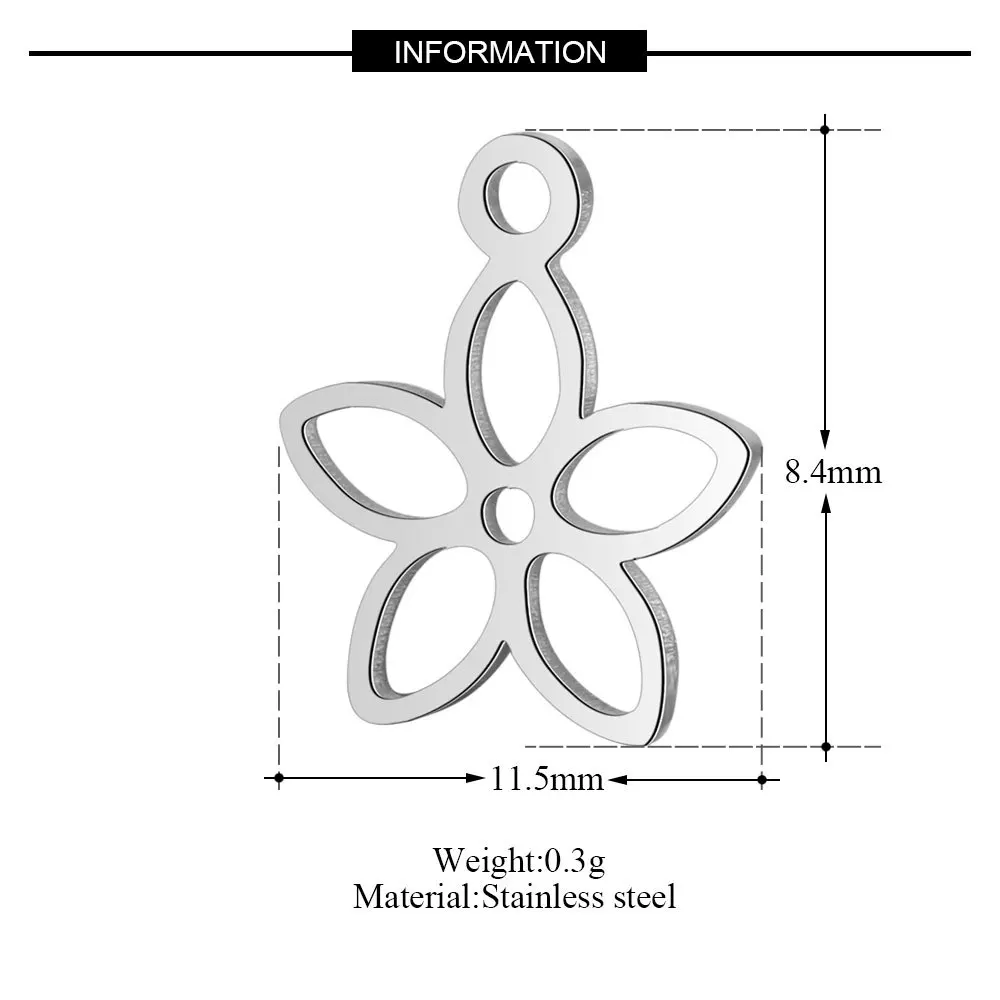 Semitree, 5 шт., нержавеющая сталь, цветок, подвески, подвеска для DIY браслета, браслета, ожерелья, изготовление шармов, ювелирные аксессуары, поставки