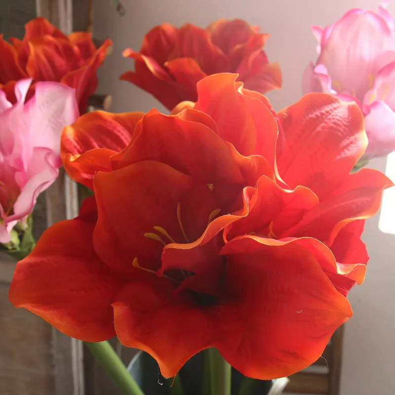 

Imitation Flowers Barbadoslily Home Decoration Wedding Boquet Amaryllis Flower Wall Artificial flowers