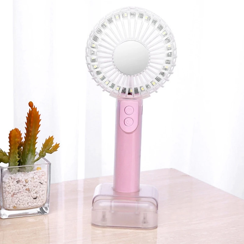 

Portable Crystal Fan Mini Usb Night Light Fan Creative Handheld Mirror Small Fan