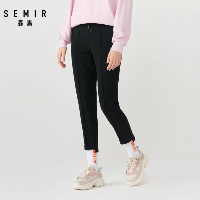 SEMIR повседневные женские брюки Зимние новые свободные ноги Девятый Брюки нерегулярные ноги эластичный пояс тренд брюки женские