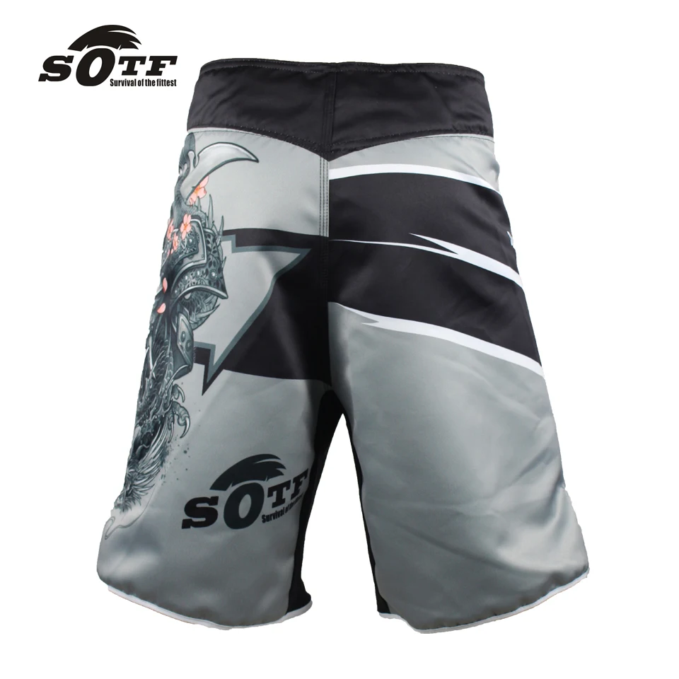 MMA Men's Japanese Samurai Gray Sports Fitness Boxer Shorts Cheap Pretorian Boxing Shorts Short Taekwondo Muay Thai Clothing mma shorts