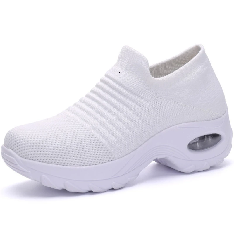 white woman shoes Женские теннисные туфли с дышащей сеткой; tenis feminino; кроссовки, увеличивающие рост; спортивная обувь; обувь на платформе - Цвет: white woman shoes