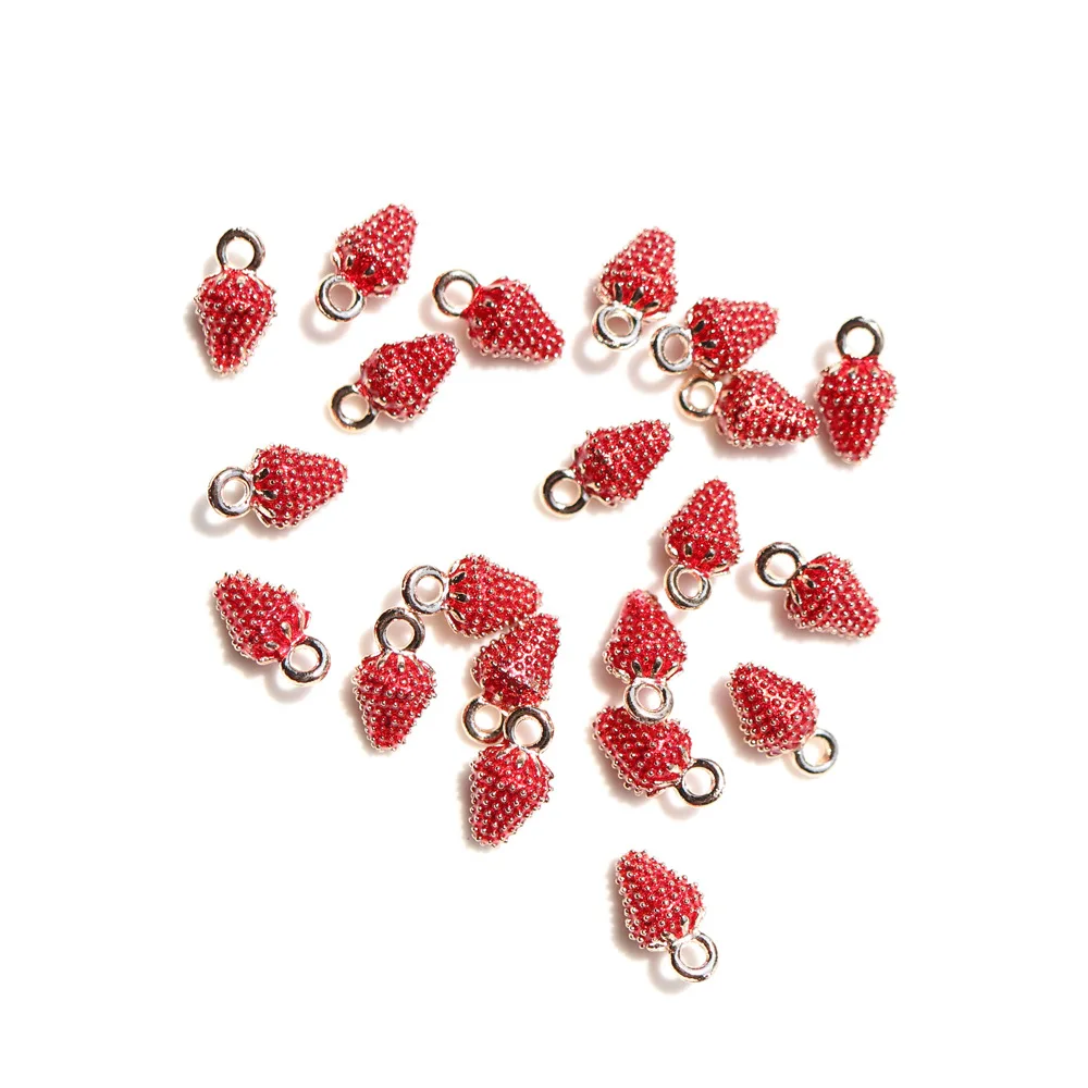 

10pcs Drop oil stereo strawberry alloy jewelry accessories Headwear earrings DIY pendant Charm jewelry to make pendant fruit
