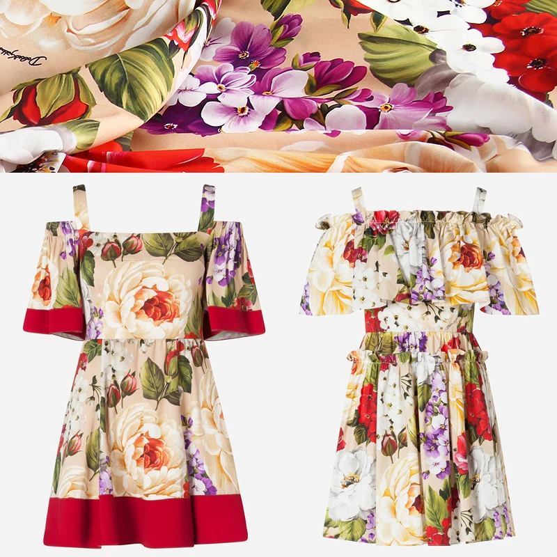 145 cm width cotton fabric cloth meter material peony printed dress sewing clothing scarf handmade fabrics | Дом и сад