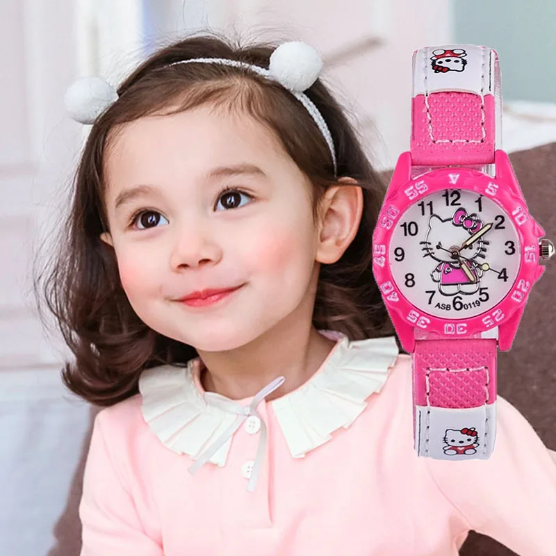 Детские часы для девочек Reloj Kitty милые детские водонепроницаемые аналоговые