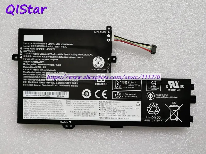 QISTAR 11,34 V 3223 мАч натуральная L18L3PF2 ноутбук аккумулятор для Lenovo IdeaPad S340-15IWL сенсорный Тетрадь компьютер