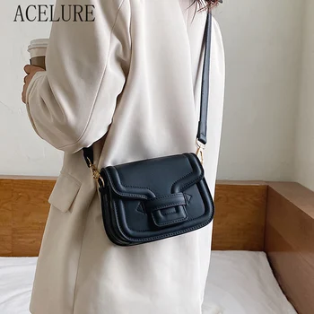

ACELURE Solid Color PU Leather Crossbody Bags Women Small Fashion Black Shoulder Messenger Bag Lady Clutch Handbags and Purse