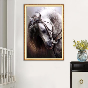 

Horse Rhinestone Picture Cross Stitch Diamand Needlework Full Square/Round Stones Animal 5D Diamond Painting Diamond Embroidery