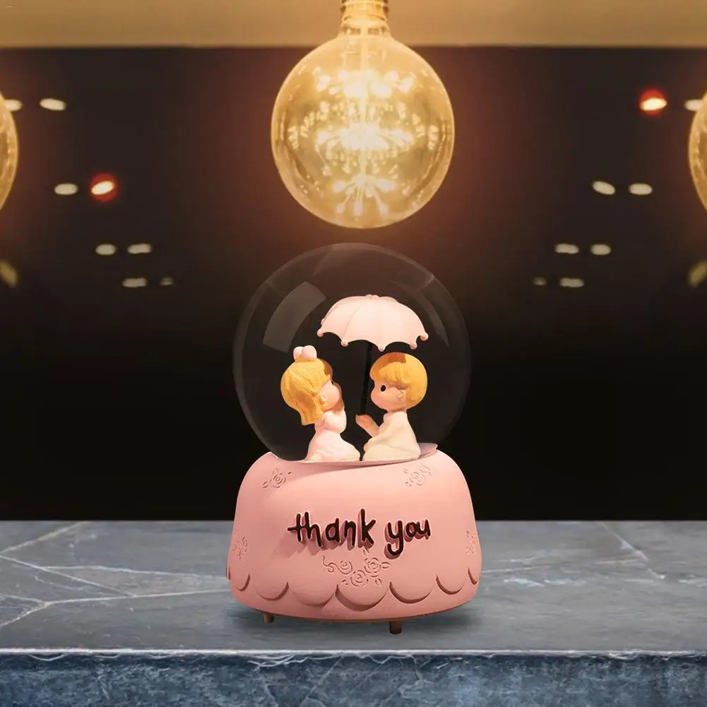 Музыка хрустальный шар инновационный INS девушка сердце розовый снег фонари музыкальная шкатулка в виде хрустального шара Студенческая пара подарок украшения Новинка