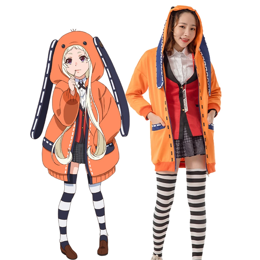 アニメ賭ケグルイ強引なギャンブラーヨモドゥキルーナコスプレ衣装フルセットかわいいうさぎの耳パーカー女の子jk制服ウィッグ アニメ コスチューム Aliexpress