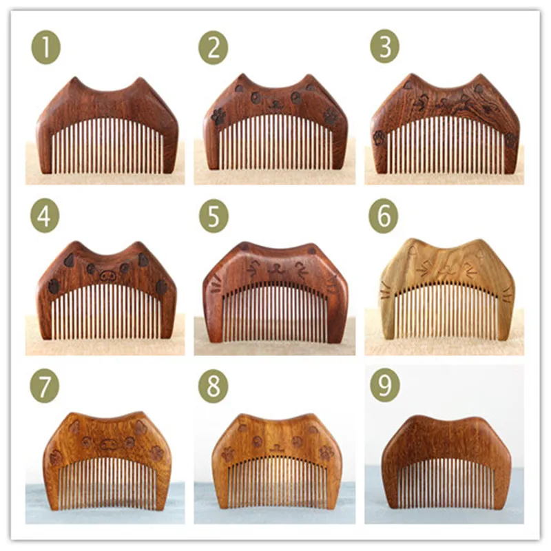 10 шт./партия, карманный деревянный гребень, натуральный черный золотой сандаловое дерево, деревянные гребни, не статические, для вшей, бороды, гребень для укладки волос