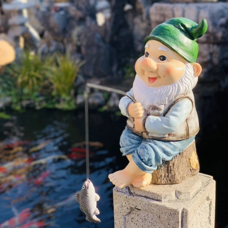 

Garden Decoration Courtyard Layout Rockery Pool Fish Pond Decoration Props Fishing Elves Outdoor Creative Resin Ornaments