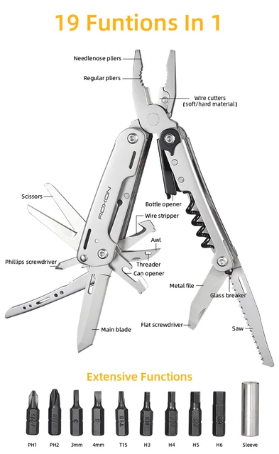 Roxon S801s 16-in-1 Multitool Pliers-pocket Knife, Scissors, Wire Cutter,  Screwdriver, Bits Group, Edc Tool, Survival, Camping, - Pliers - AliExpress