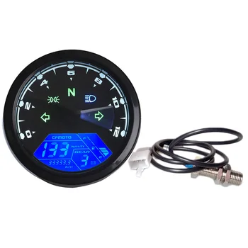 

Motorcycle Speedometer Multiple Indicator Functions Waterproof Anti-Vibration Speedometer Odometer Anti-UV Tachometer Gauge