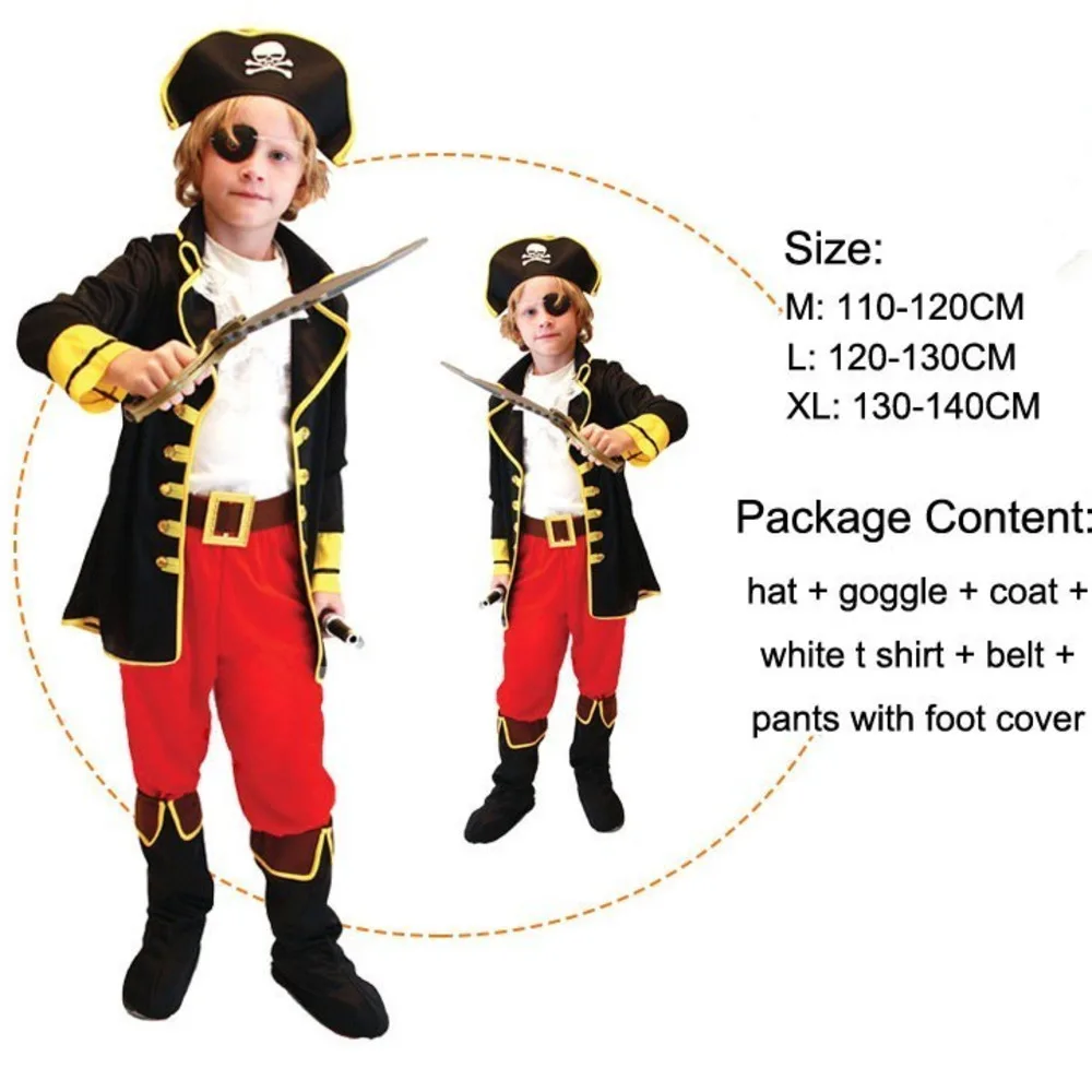 Pirates in the caribbean captain jack sparrow Kids Pirate Clothing Girls Boy Girl Cosplay Halloween Costume kids cosplay costume