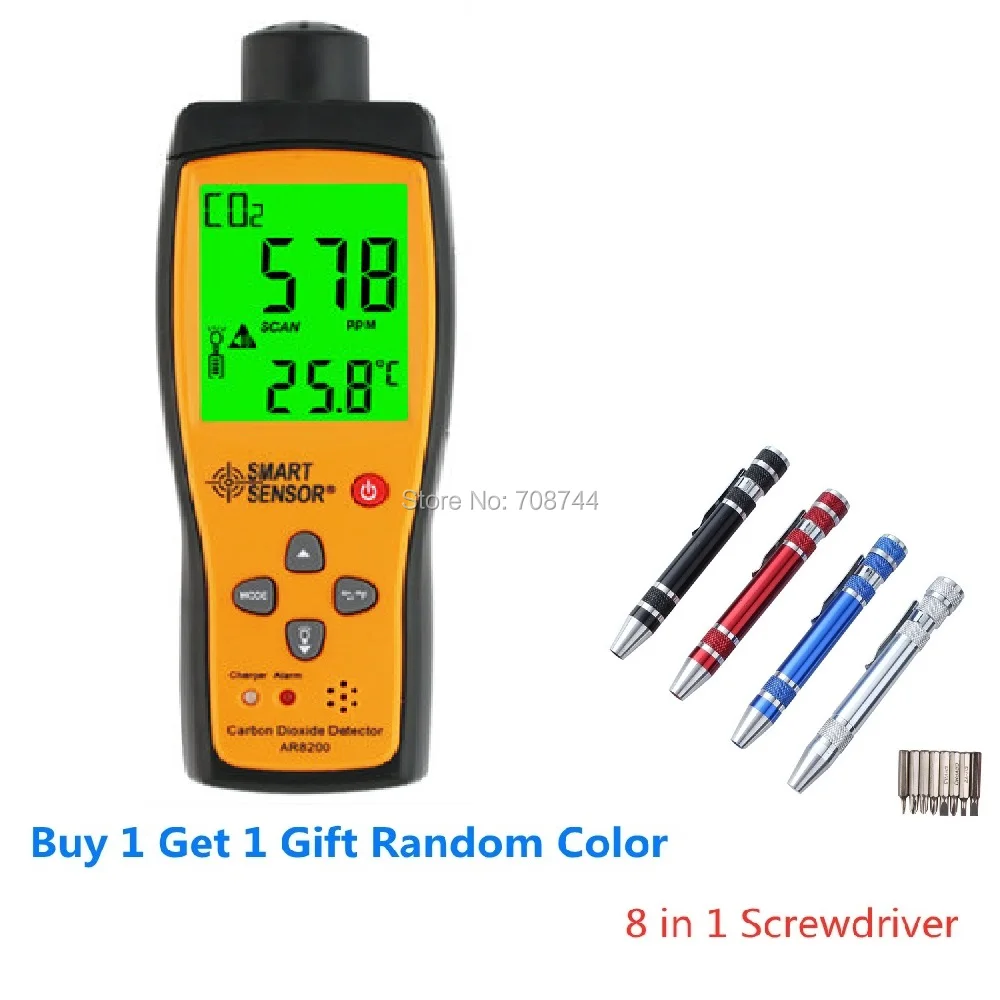 SMART SENSORAR8200 Handheld Carbon Dioxide Detector AR 8200 CO2