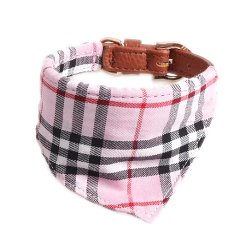 Dog Cat Collar Puppy Cats Plaid Bowknot Collars Cotton Soft Neckerchief Collars For Dog Cat Pet Products Accessories - Цвет: Розовый