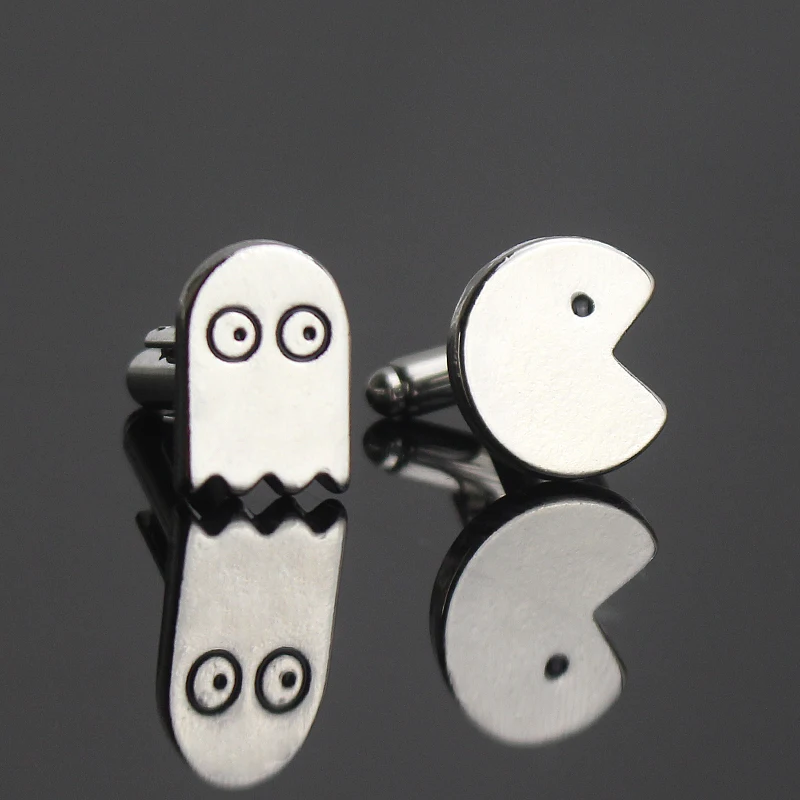 Pacman& Запонки с призраком из нержавеющей стали кнопки шпильки для манжет рубашки запонки для мужчин Женская Модная бижутерия