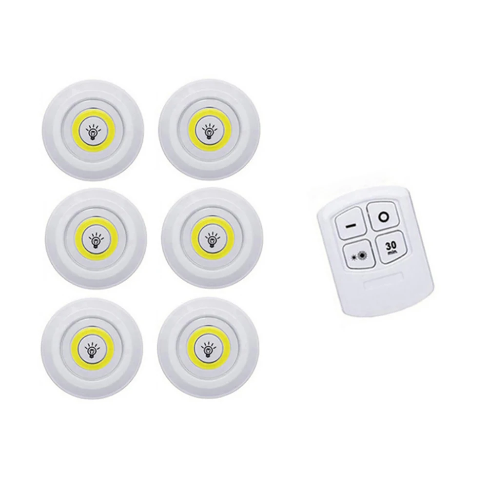 Sosoport Lot De 8 Lampes LED Rondes Sous Meuble à Piles Avec