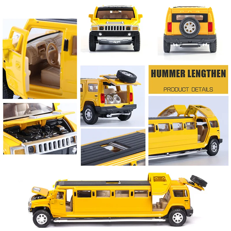 Литая 1:32 модель автомобиля Hummer удлиненная из металлического сплава игрушечная