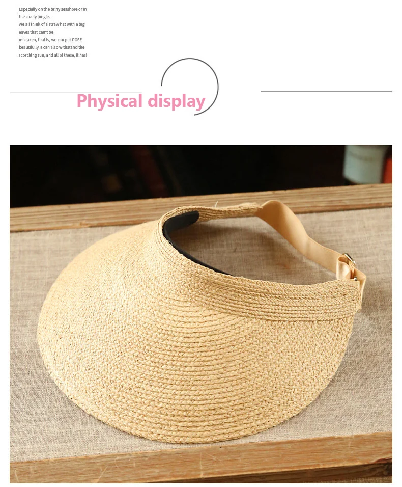 Новая женская Солнцезащитная шляпа ручной работы Sombrero соломенный козырек летняя шляпа Мягкая складная солнечная шляпка для отдыха Пустая Шляпа Пляжная Шляпа повседневная одежда
