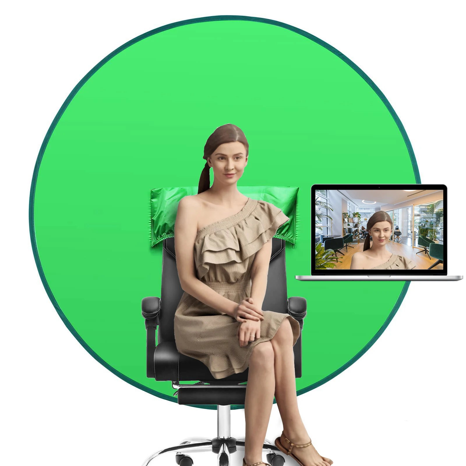 Green+Blue Gen2 Collapsible Dual-Sided Green+Blue Screen Backdrop Portable 43/110cm Webcam Green Background for Chair Photo Zoom Video Chats Studio,Chroma Key Green,Foldable Photography Green Screen Background 