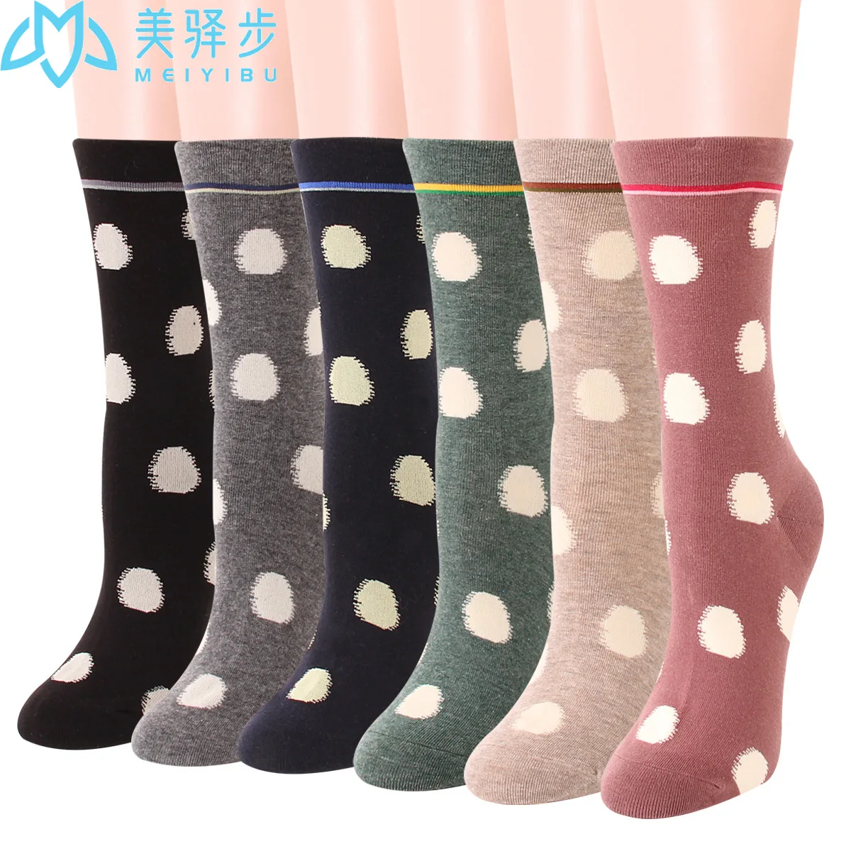 

Winter Lovely Dot Women's Socks 12 Pairs Per Set Sweat Absorption Cartoon Cotton Socks Manufacturers