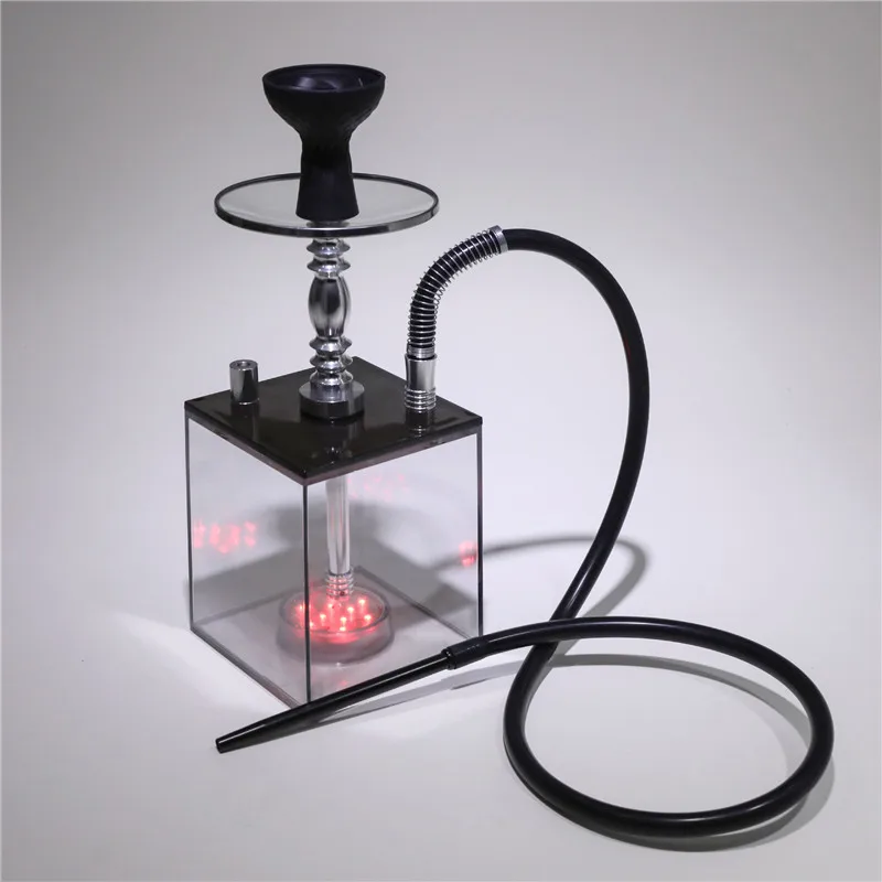 

New Acrylic Shisha Pipe Set Hookah with LED Light Shisha Silicone Bowl Hose Spring Charcoal Tongs Chicha Narguile Accessories