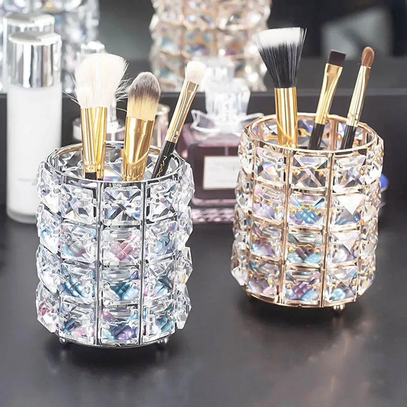 

Crystal Pen Holder Makeup Brush Storage Dressing Table Beauty Brush Eyebrow Pencil Storage Cosmetic Brush Organizer