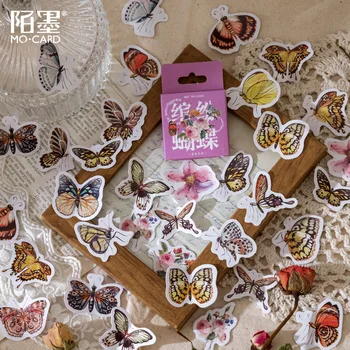 46 sztuk kolorowe Butterfly Stiker zestaw samoprzylepne dekoracje naklejki na karty Planner czasopisma Diy sztuka i rzemiosło Scrapbooks kalendarze tanie i dobre opinie Gimue CN (pochodzenie) 02736 6 lat 3 lata 8 lat 44*44*11mm