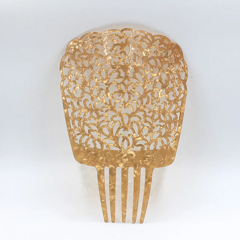 Moda Popolare Pentes De Cabelo Largo Tartaruga Flor Esculpida Acrílico Concha Pentes Para Senhoras