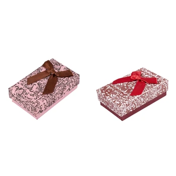 

2Pcs Jewellery Gift Boxes Necklace Pendant Bracelet Ring Display Storage Holder Pink & Red