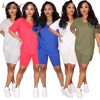 

Casual Outfits Two Piece Set Summer Clothes for Women Tracksuit Plus Size Top Biker Shorts Sweat Suits Matching Sets