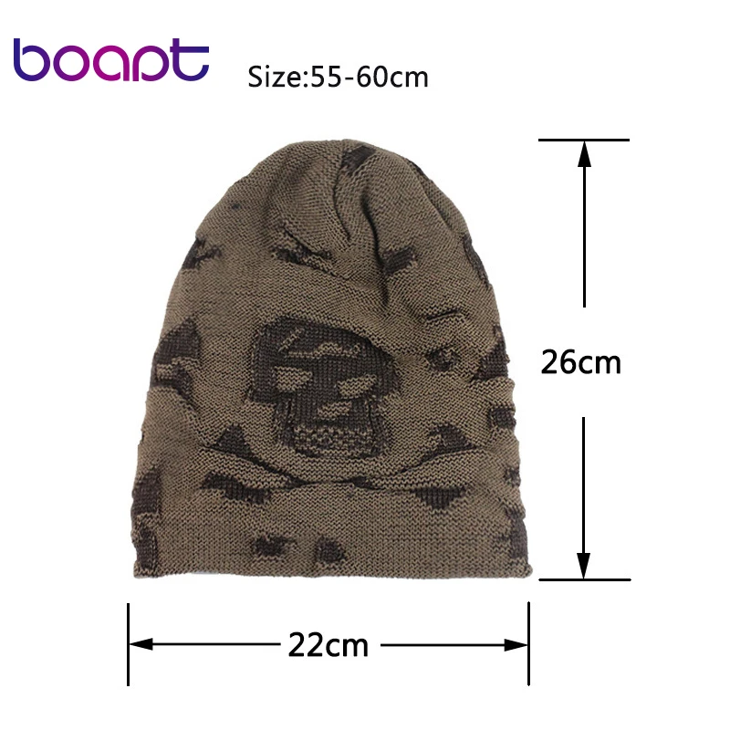 Мужские зимние вязаные шерстяные шапки для женщин, шапочки Skullies, теплые уличные лыжные шапочки, шапка с черепом, повседневная черная шапка с черепом