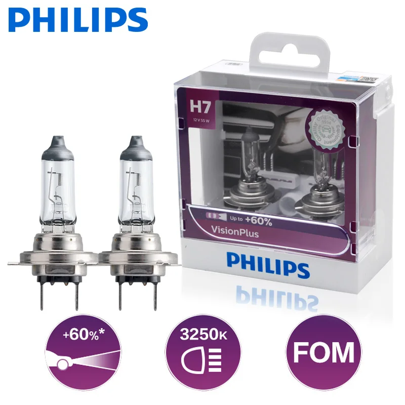 Glühbirne 2 Stücke PHILIPS Vision Plus H7 12972 VP 12V 55W PX26d