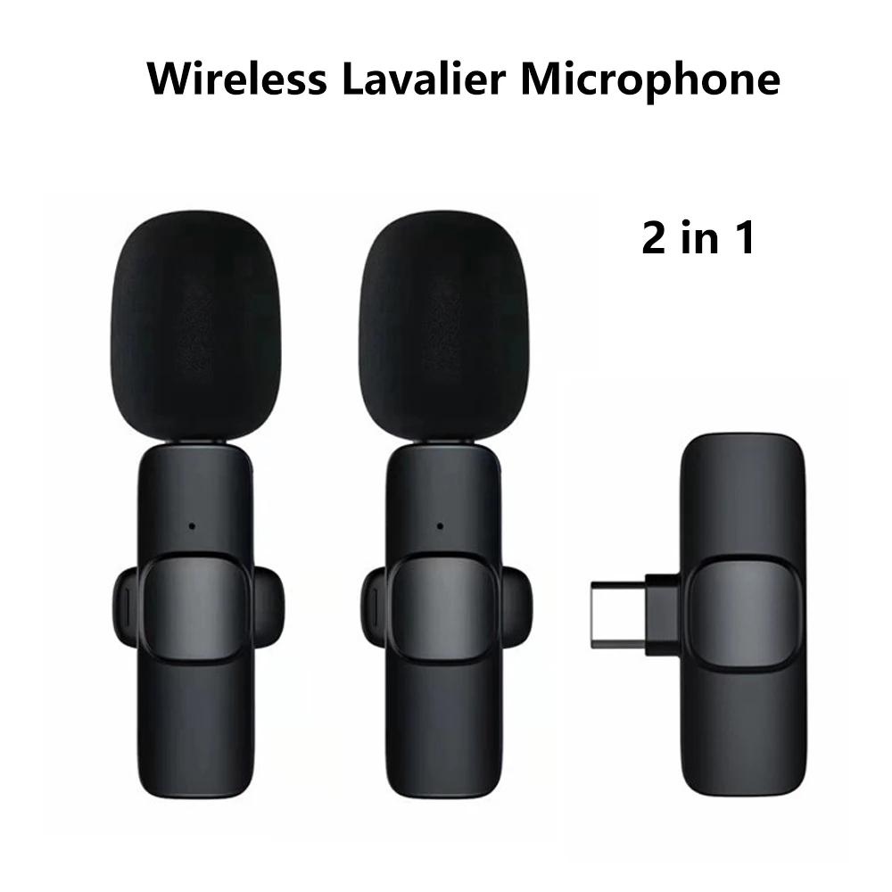Wireless Lavalier Microphone For Lightning Type-C Mobile Phone Audio Video Recording Live Broadcast Gaming Portable Microfonoe lavalier microphone Microphones