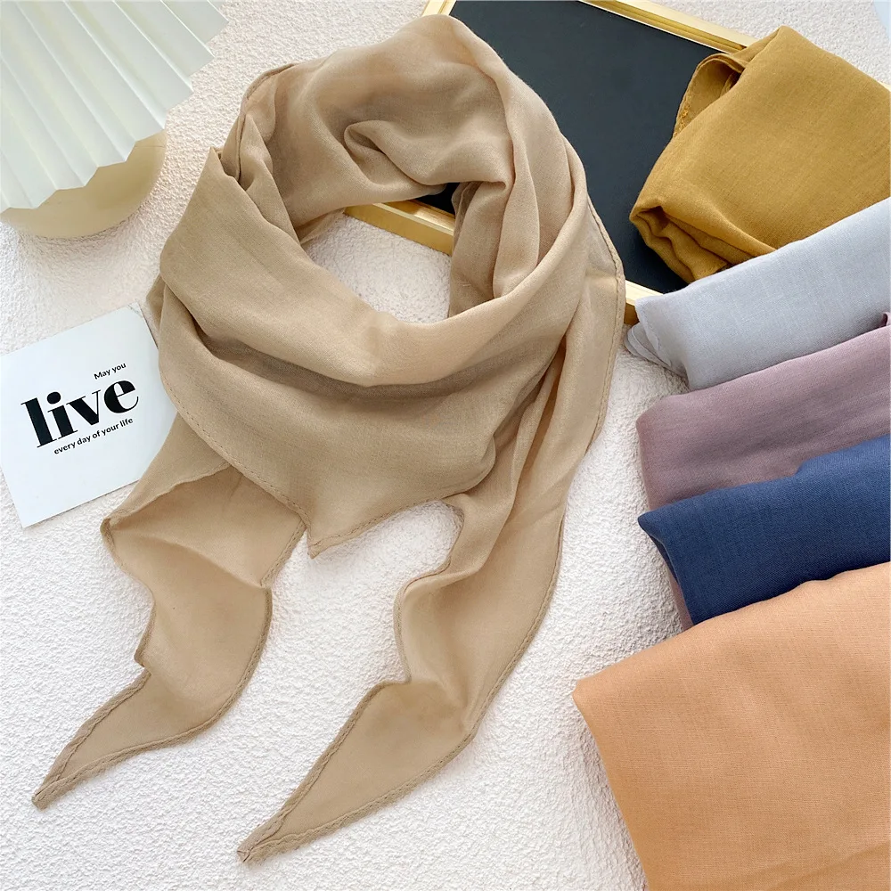 Fashion Linen Silk Women Shawls Plain Solid  Scarf For Spring Air Conditioning Towel Hijab Lady Shawl Beautiful Beach Towel