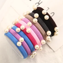 Fashion Pearls Bead Elastic Rubber Hair Bands Elegant Headwear Women Girl Hair Rope Scrunchy Ponytail Jewelry Hair Accessory