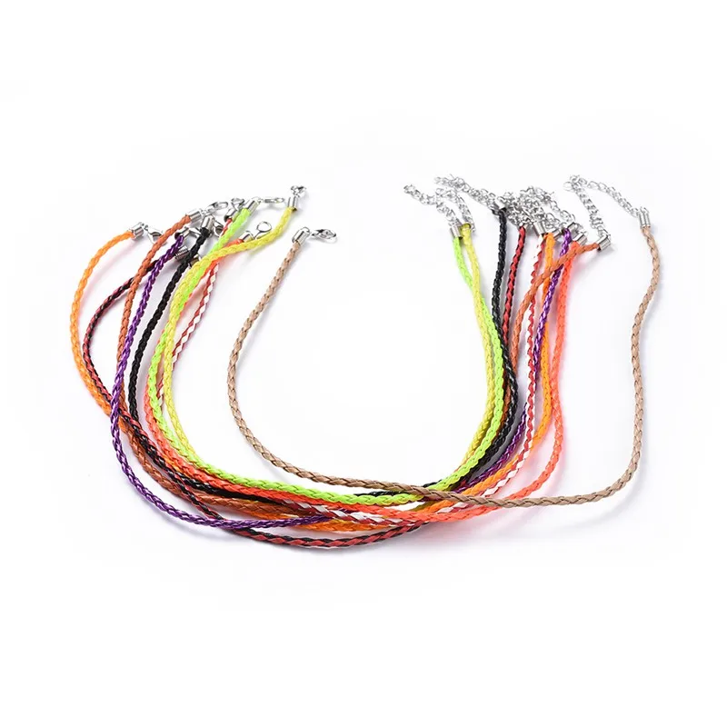 100 шт Трендовое плетенное ожерелье из искусственной кожи с металлическими