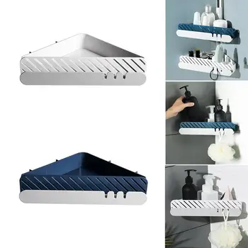 

Corner Triangle Wall Hanging Drain With Hook Shelf Kitchen Seasoning Storage Rack Bathroom Toiletries Storage Rack