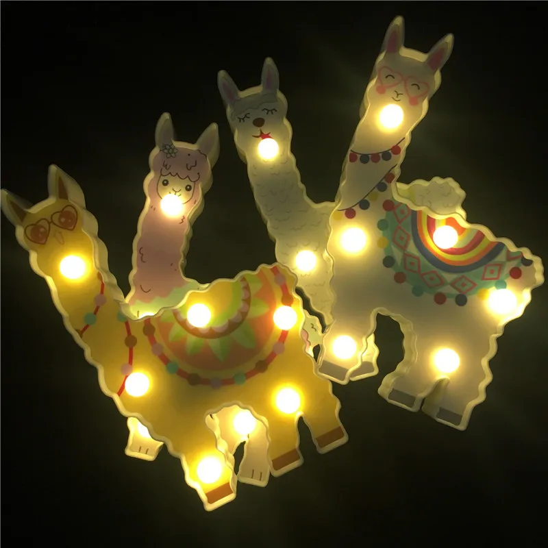 Новое обновление 3D роспись Альпака светодиодный Ночной светильник на батарейках Милые настольных ночные светильники для детей подарок дракон животных Стиль домашнего освещения